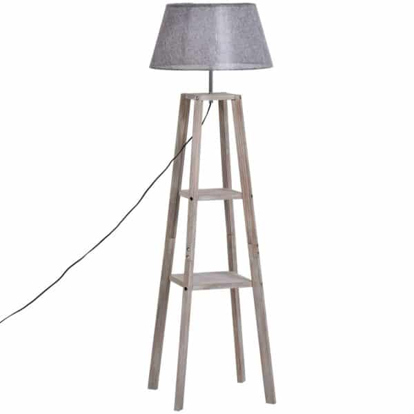 HOMCOM Stehlampe im skandinavischen Stil grau 45 x 45 x 148 cm (BxTxH)   Lampe mit Ablage Stehleuchte Wohnzimmerlampe