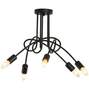 HOMCOM Hängeleuchte im Industrie-Design Schwarz 57 x 37 cm (ØxH)   Deckenlampe Hängelampe Deckenleuchte Kronleuchter