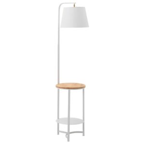 HOMCOM Stehleuchte mit Beistelltisch weiß 38L x 36B x 162H cm   Stehleuchte Stehlampe für Wohnzimmer Stehlampe Lampe Leuchte