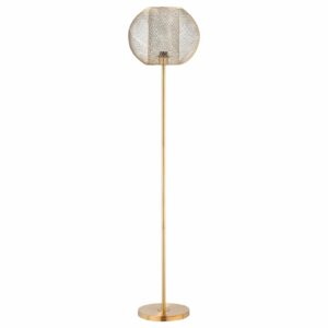 HOMCOM Stehleuchte mit Netz-Lampenschirm gold Ø35 x 150H cm   Stehleuchte Stehlampe für Wohnzimmer Stehlampe Lampe Leuchte