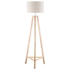 HOMCOM Stehleuchte mit Zylinder Lampenschirm creme 47L x 47B x 147H cm   Stehleuchte Stehlampe für Wohnzimmer Stehlampe Lampe Leuchte