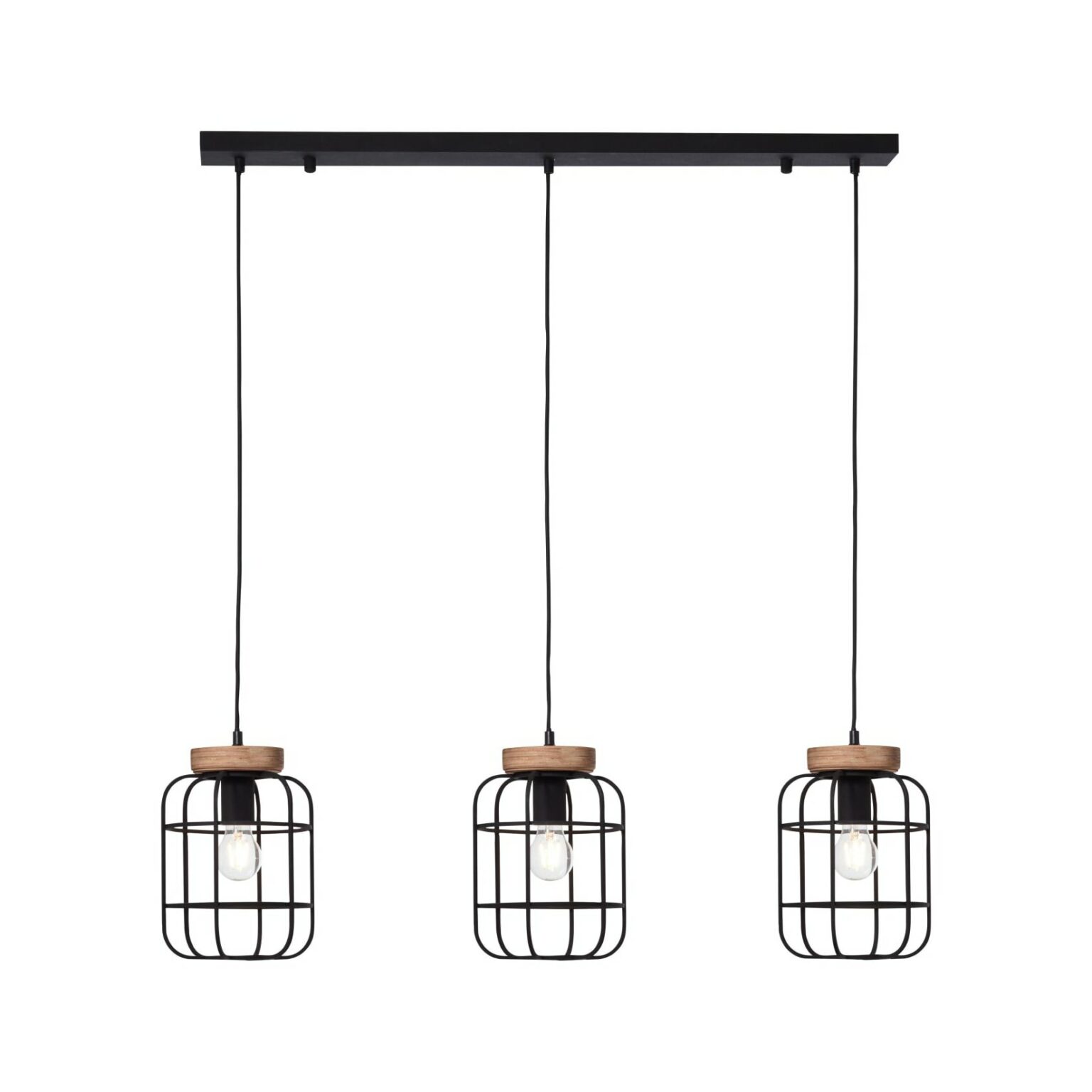 BRILLIANT Arica Pendelleuchte 3-flg, Schwarz/messing, Dimmbar, Kabel Kürzbar