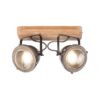 BRILLIANT Lampe Carmen Wood Spotbalken 2flg burned steel/holz   2x PAR51