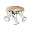 BRILLIANT Lampe Seed Spotrondell 3flg weiß/holz hell   3x PAR51