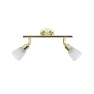 BRILLIANT Lampe Sofia Spotrohr 2flg messing/weiß-alabaster   2x D45