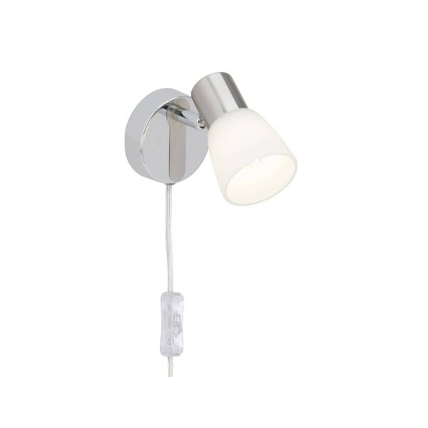 BRILLIANT Lampe Janna LED Wandspot Zuleitung und Schalter eisen/chrom/weiß   1x LED-Z45