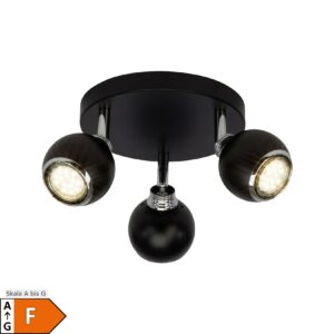 BRILLIANT Lampe Ina LED Spotrondell 3flg schwarz/chrom   3x LED-PAR51