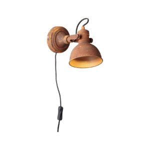 BRILLIANT Lampe Katie Wandspot Zuleitung und Schalter rostfarbend   1x PAR51