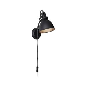 BRILLIANT Lampe Jesper Wandspot Zuleitung und Schalter schwarz korund   1x A60