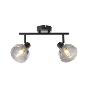 BRILLIANT Lampe Reflekt Spotrohr 2flg schwarzmatt/rauchglas   2x D45