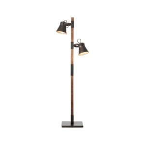 BRILLIANT Lampe Plow Standleuchte 2flg schwarz stahl/holz   2x A60