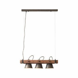 BRILLIANT Lampe Plow Pendelleuchte 3flg schwarz stahl/holz   3x A60