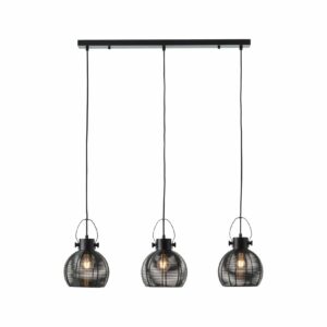 BRILLIANT Lampe Sambo Pendelleuchte 3flg Reihe schwarz   3x A60