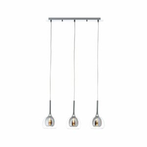 BRILLIANT Lampe Hadan Pendelleuchte 3flg rauch/transparent/chrome   3x D45