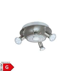 Moderne LED Deckenleuchte rund 4er Spot GU10 12W 1000lm silber