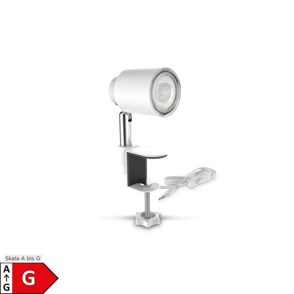 LED Klemmleuchte schwenkbar weiß GU10 52mm