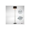 Stehlampe schwarz-gold Stoff E27 Holz Metall