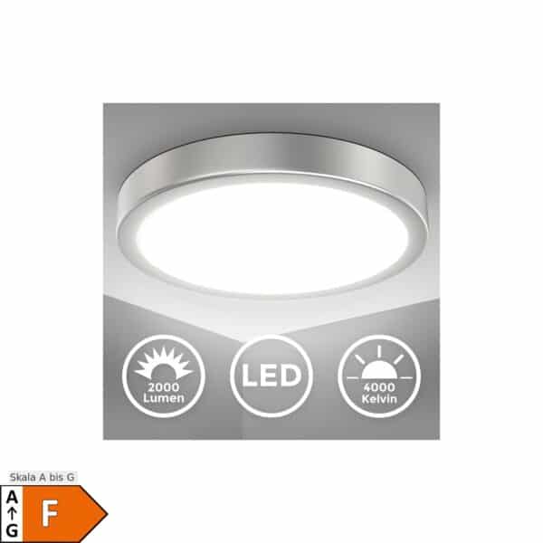 LED Deckenleuchte rund Deckenlampe 18W 28cm Silber