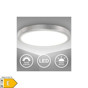 LED Deckenlampe Silber 24W Metallrand Panel 38cm